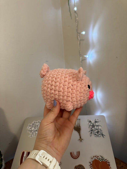Adorable Chunky Crochet Pig Plushie - Handmade Amigurumi Pet Adoption Gift for Christmas Stockings