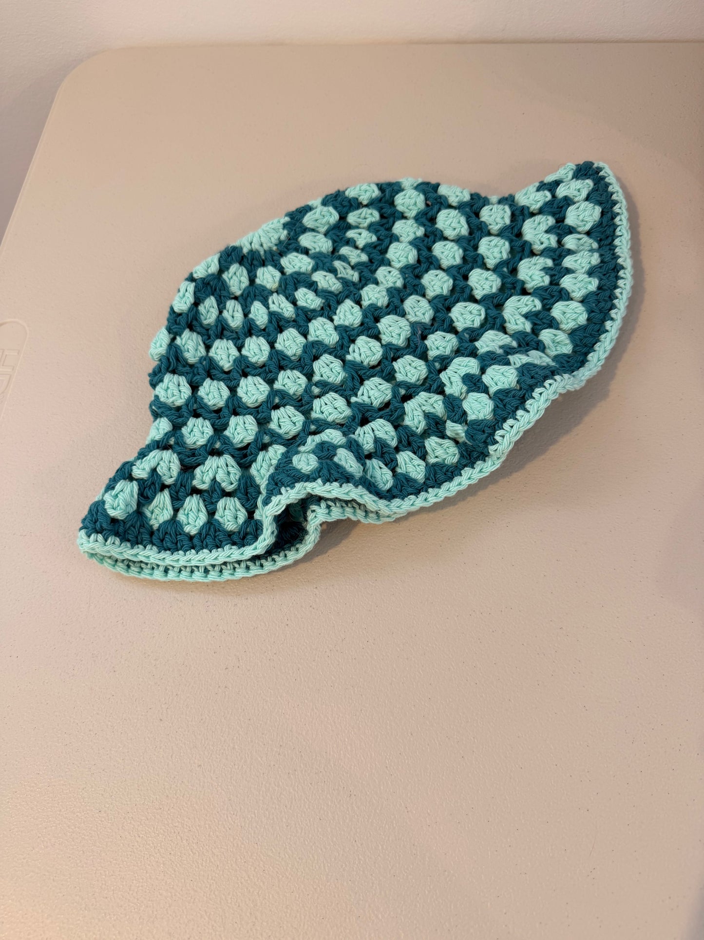 Yacht dreamin cool tones crochet adult medium bucket hat