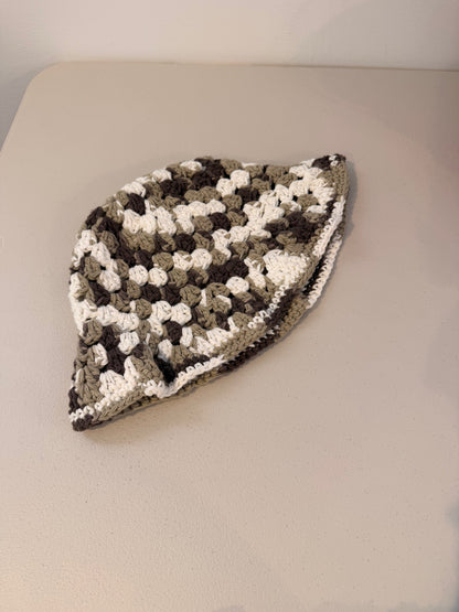 Chocolate pls | neutral tones | crochet adult small bucket hat